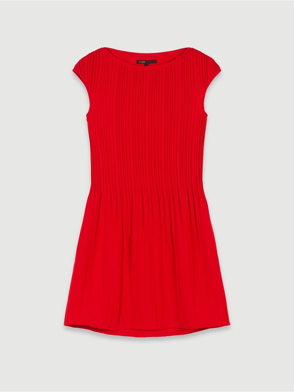 BLOW OUT SALE! Maje Red Pleated Cap-Sleeve Fit-and-Flare Dress